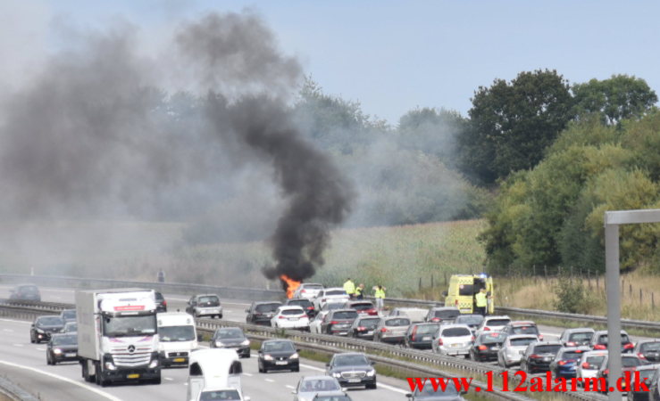 Bilbrand. Østjyske Motorvej lige efter Skæruprast. 19/09-2021. KL. 13:30.