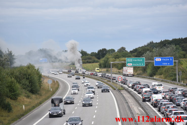 Bilbrand. Østjyske Motorvej lige efter Skæruprast. 19/09-2021. KL. 13:30.