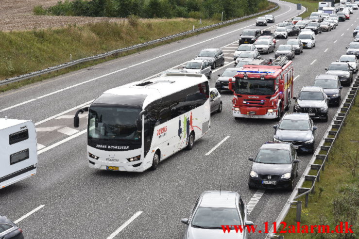 Bilbrand. Østjyske Motorvej lige efter Skæruprast. 19/09-2021. KL. 13:30.