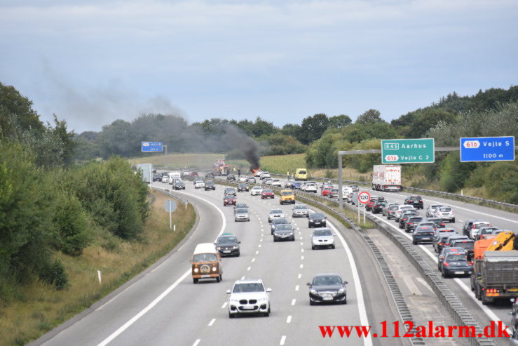 Bilbrand. Østjyske Motorvej lige efter Skæruprast. 19/09-2021. KL. 13:30.