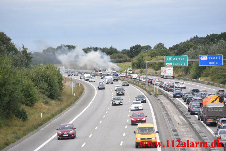 Bilbrand. Østjyske Motorvej lige efter Skæruprast. 19/09-2021. KL. 13:30.