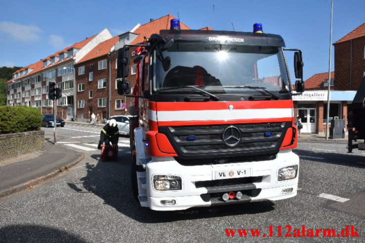 Brand i ejendom. Ørstedsgade 50 i Vejle. 02/09-2021. Kl. 14:10.