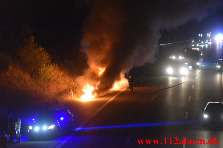 Bilbrand. Østjyske Motorvej e45 ved 106 Km. 04/09-2021. KL. 23:08.