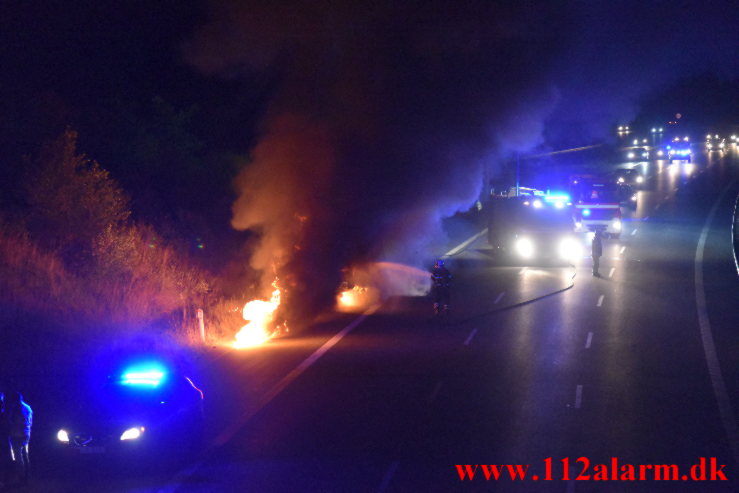 Bilbrand. Østjyske Motorvej e45 ved 106 Km. 04/09-2021. KL. 23:08.