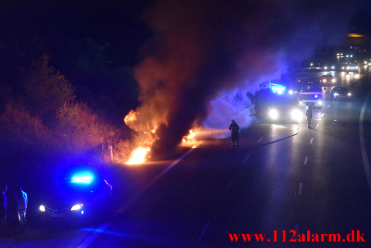 Bilbrand. Østjyske Motorvej e45 ved 106 Km. 04/09-2021. KL. 23:08.