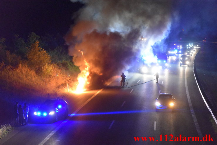 Bilbrand. Østjyske Motorvej e45 ved 106 Km. 04/09-2021. KL. 23:08.