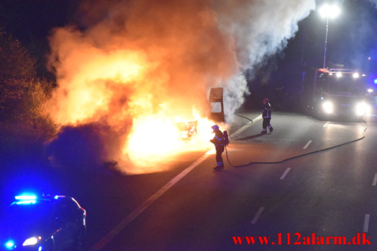 Bilbrand. Østjyske Motorvej e45 ved 106 Km. 04/09-2021. KL. 23:08.