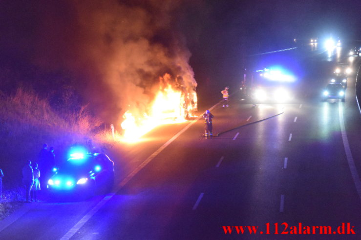 Bilbrand. Østjyske Motorvej e45 ved 106 Km. 04/09-2021. KL. 23:08.