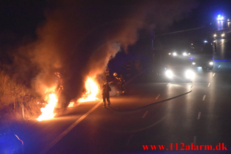 Bilbrand. Østjyske Motorvej e45 ved 106 Km. 04/09-2021. KL. 23:08.