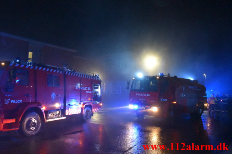 Brand i fysiklokale. Egtved Skole. 03/01-2022. Kl. 20:04.