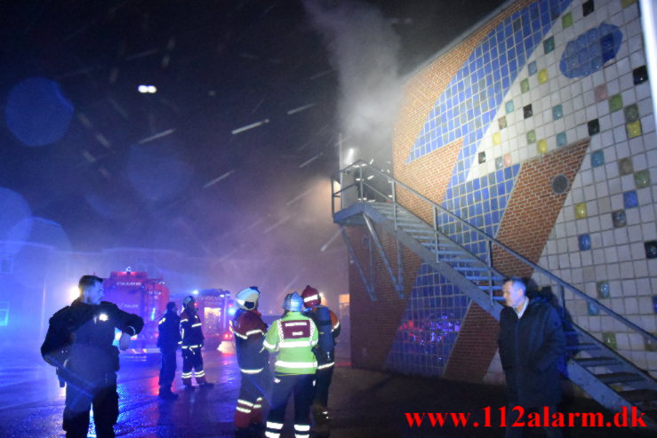 Brand i fysiklokale. Egtved Skole. 03/01-2022. Kl. 20:04.