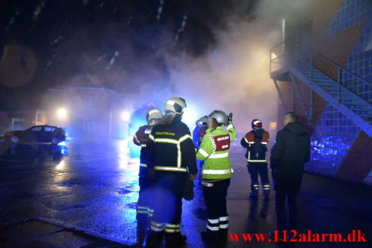 Brand i fysiklokale. Egtved Skole. 03/01-2022. Kl. 20:04.