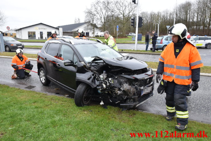 Mindre trafikuheld. Juulsbjergvej i Bredballe. 24/01-2022. KL. 10:11.