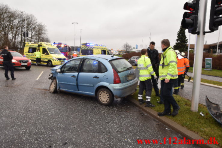 Mindre trafikuheld. Juulsbjergvej i Bredballe. 24/01-2022. KL. 10:11.