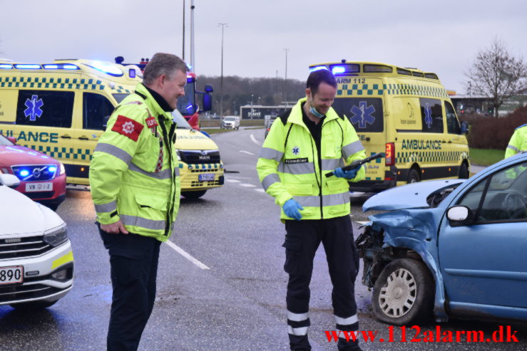 Mindre trafikuheld. Juulsbjergvej i Bredballe. 24/01-2022. KL. 10:11.