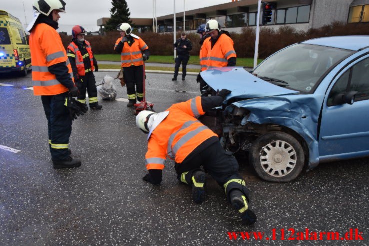 Mindre trafikuheld. Juulsbjergvej i Bredballe. 24/01-2022. KL. 10:11.