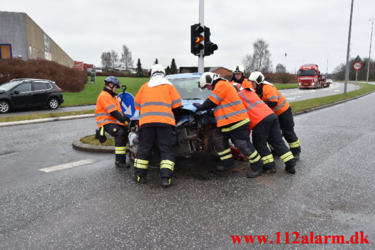 Mindre trafikuheld. Juulsbjergvej i Bredballe. 24/01-2022. KL. 10:11.