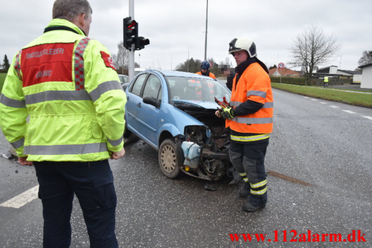 Mindre trafikuheld. Juulsbjergvej i Bredballe. 24/01-2022. KL. 10:11.