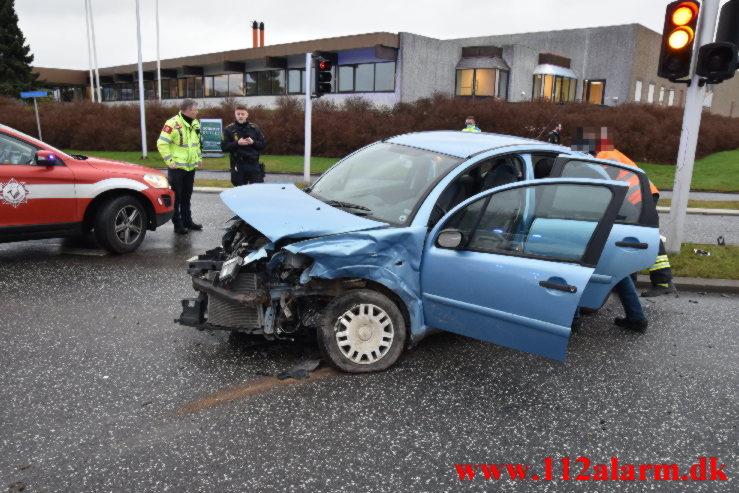 Mindre trafikuheld. Juulsbjergvej i Bredballe. 24/01-2022. KL. 10:11.