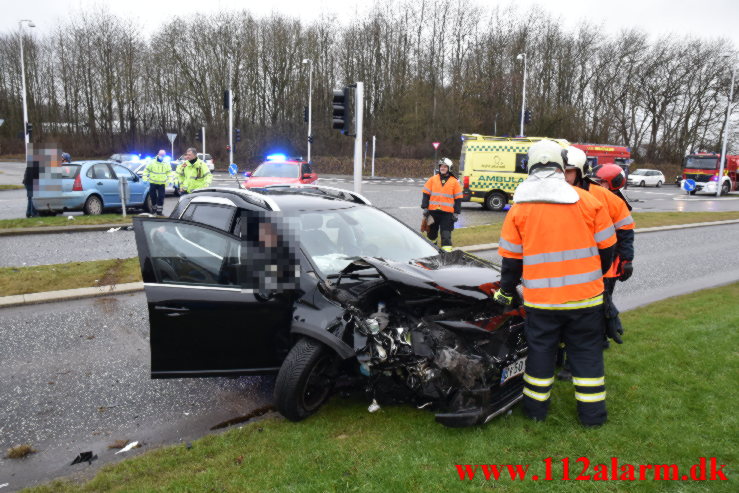 Mindre trafikuheld. Juulsbjergvej i Bredballe. 24/01-2022. KL. 10:11.