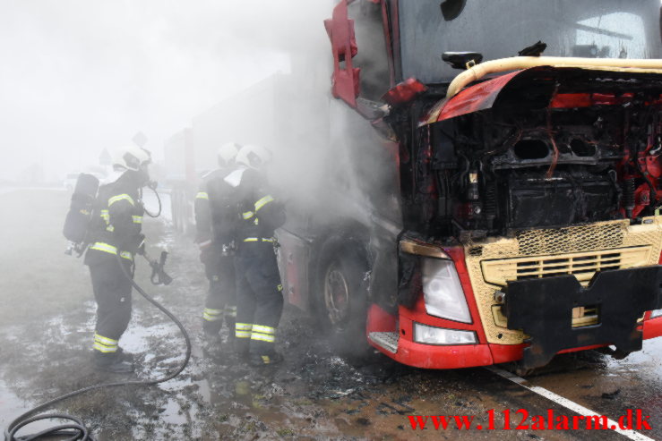 Brand i Lastbil Juelsmindevej ved Assensdrup. 04/02-2022. KL. 09:22.