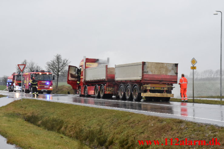 Brand i Lastbil Juelsmindevej ved Assensdrup. 04/02-2022. KL. 09:22.