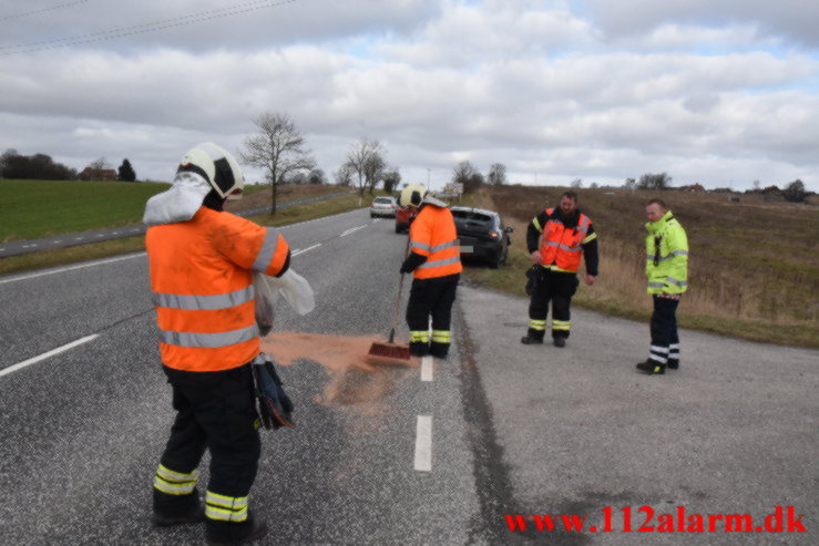 Mindre trafikuheld. Viborgvej ved Hornstrup Mølleby. 15/02-2022. KL. 12:57.