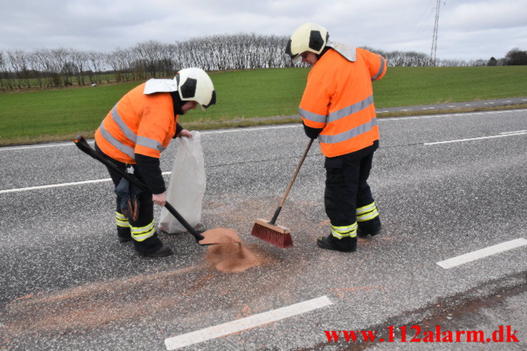 Mindre trafikuheld. Viborgvej ved Hornstrup Mølleby. 15/02-2022. KL. 12:57.