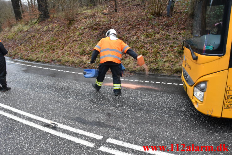 Havnet omme på side. Jellingvej ved Hover. 21/02-2022. KL. 08:03.