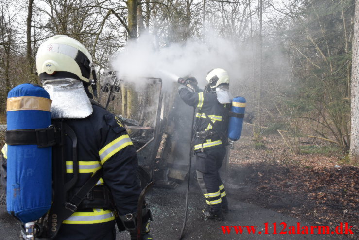 Ild i fejemaskine. Munkebjerg Munkebjergvej. 13/04-2022. KL. 09:26.