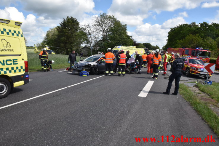 FUH med fastklemt. Herningvej ved Jelling. 27/05-2022. KL. 14:38.