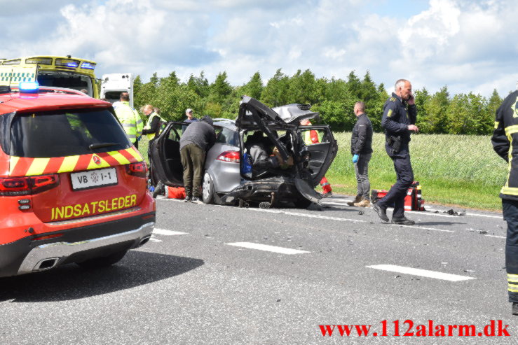 FUH med fastklemt. Herningvej ved Jelling. 27/05-2022. KL. 14:38.