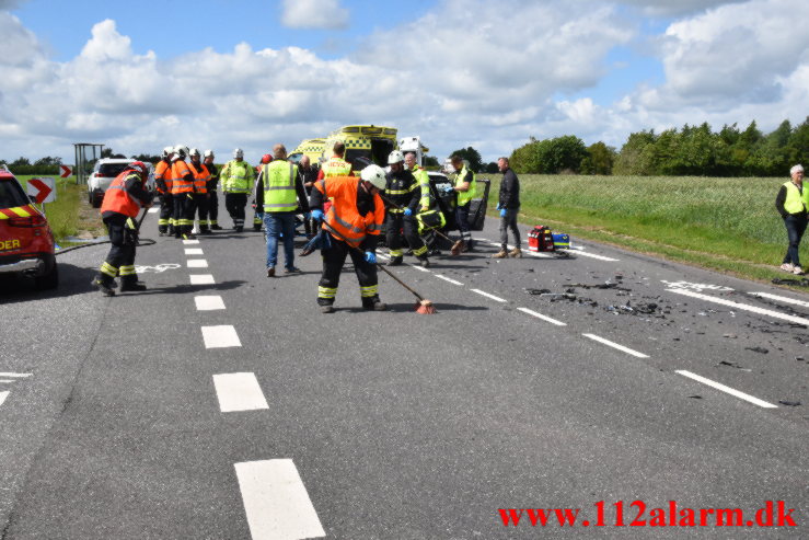 FUH med fastklemt. Herningvej ved Jelling. 27/05-2022. KL. 14:38.