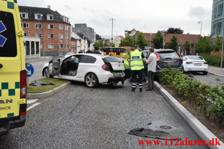 Ung mand mistet herredømmet. Horsensvej i Vejle. 01/07-2022. KL. 18:33.