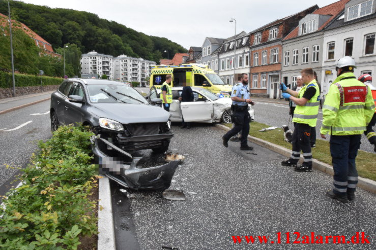 Ung mand mistet herredømmet. Horsensvej i Vejle. 01/07-2022. KL. 18:33.