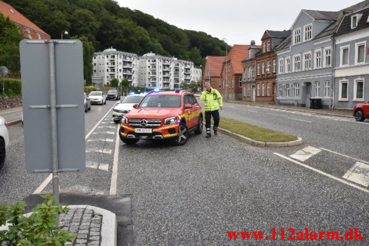 Ung mand mistet herredømmet. Horsensvej i Vejle. 01/07-2022. KL. 18:33.