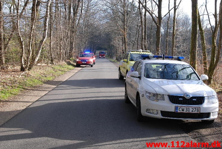 Ældre dame ramte 4 træer. Nørupvej ved Gadbjerg. 27/04-2013. Kl. 07:44.