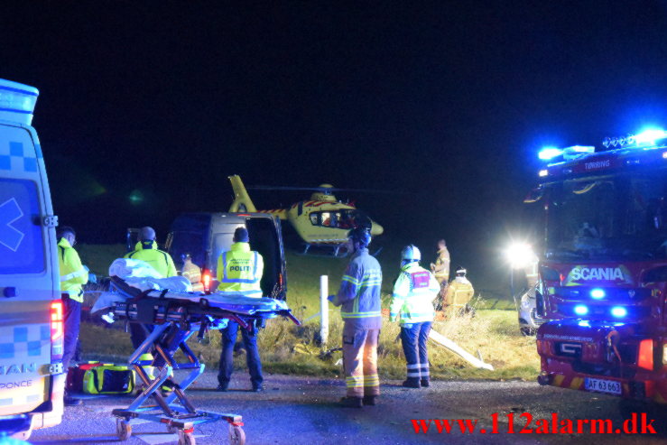 Alvorlig trafikuheld. Tørringvej i Sandvad. 19/10-2022. Kl. 20:14.