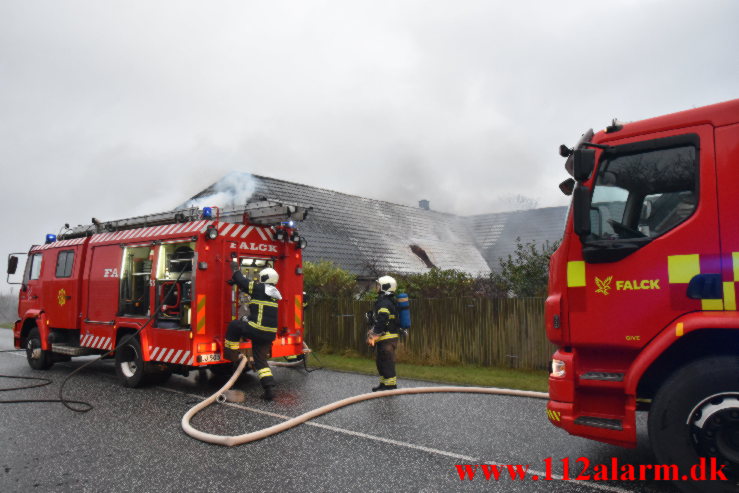 Gårdbrand. Gadbjergvej ved Gadbjerg. 13/01-2023. KL. 15:27.