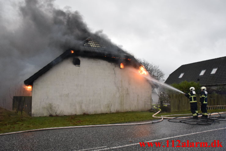 Gårdbrand. Gadbjergvej ved Gadbjerg. 13/01-2023. KL. 15:27.