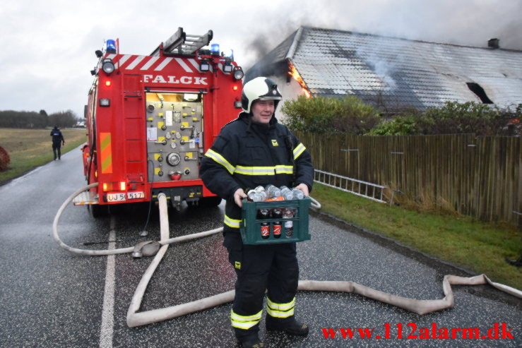 Gårdbrand. Gadbjergvej ved Gadbjerg. 13/01-2023. KL. 15:27.