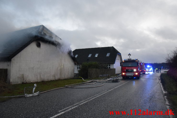 Gårdbrand. Gadbjergvej ved Gadbjerg. 13/01-2023. KL. 15:27.