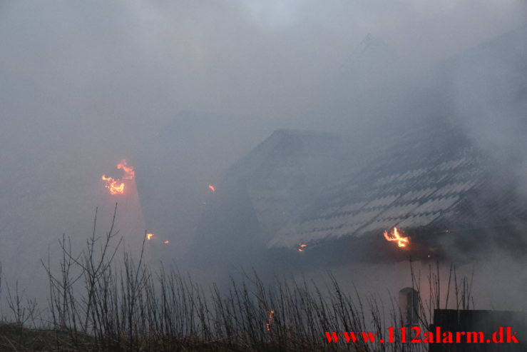 Gårdbrand. Gadbjergvej ved Gadbjerg. 13/01-2023. KL. 15:27.