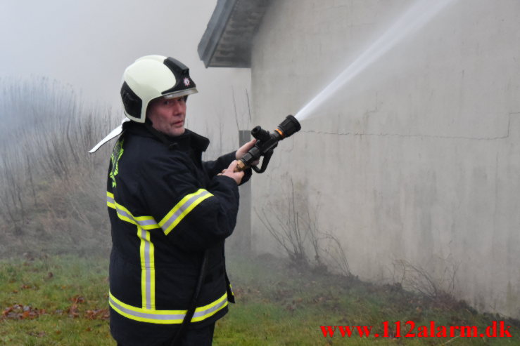 Gårdbrand. Gadbjergvej ved Gadbjerg. 13/01-2023. KL. 15:27.