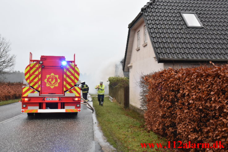 Gårdbrand. Gadbjergvej ved Gadbjerg. 13/01-2023. KL. 15:27.