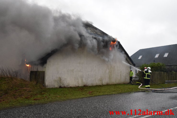 Gårdbrand. Gadbjergvej ved Gadbjerg. 13/01-2023. KL. 15:27.