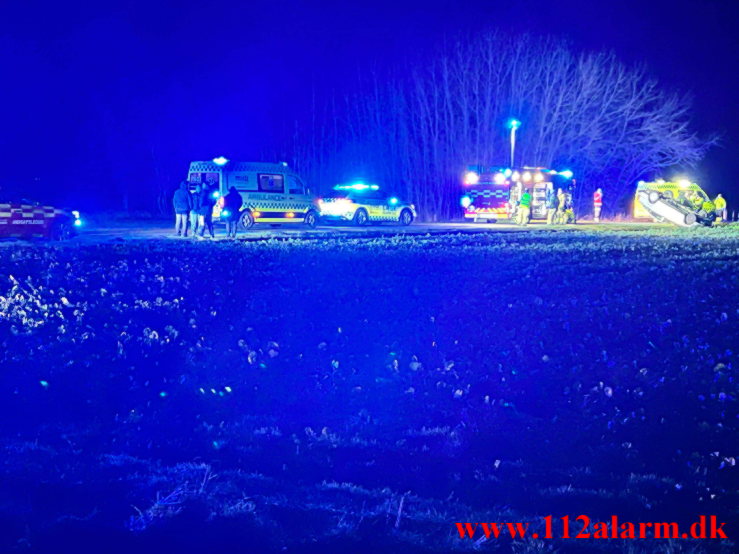 Bilen lå på taget. Hedevej i Løsning. 03/02-2023. Kl. 21:15.