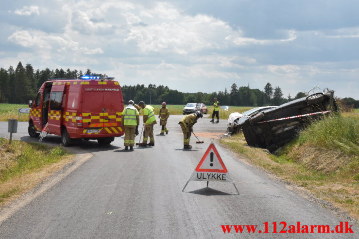 En person måtte klippes ud. Bredvadmøllevej nær Bredvad Mølle. 18/06-2023. Kl. 13:37.