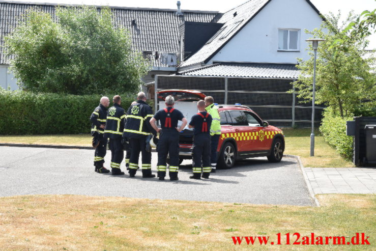 Ild i Rækkehus. Damgårdsvej i Grejs. 24/06-2023. KL. 11:05.