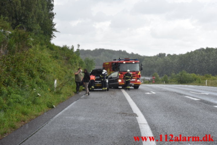 Defekt turbo gav en del røgen. E 45 ved Vejle C. 12/07-2023. Kl. 12:14.